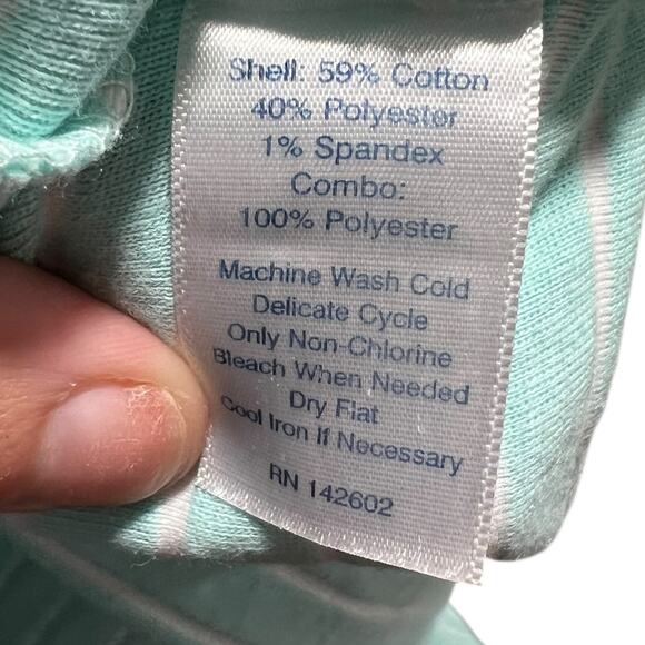 Sail to Sable Size S Aqua White Striped Ruffle Hem Shift Dress - Picture 9 of 9